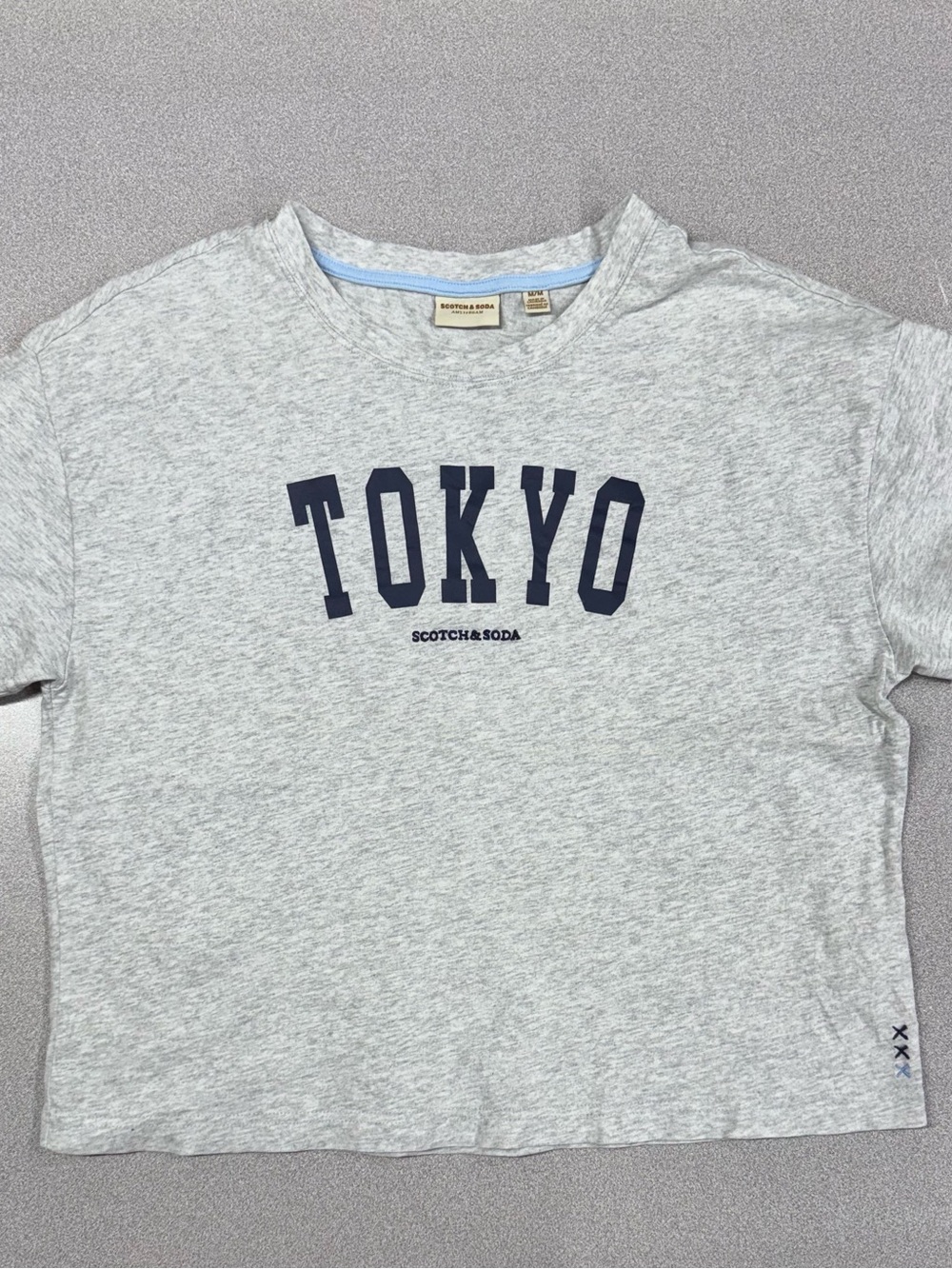 Scotch & Soda Heather Gray Tee with Navy TOKYO Print